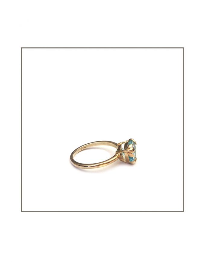 Foliage Ring - Gold & Sky Blue Topaz Side