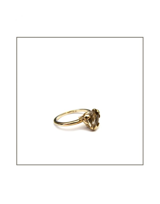Foliage Ring - Gold & Smokey Quartz