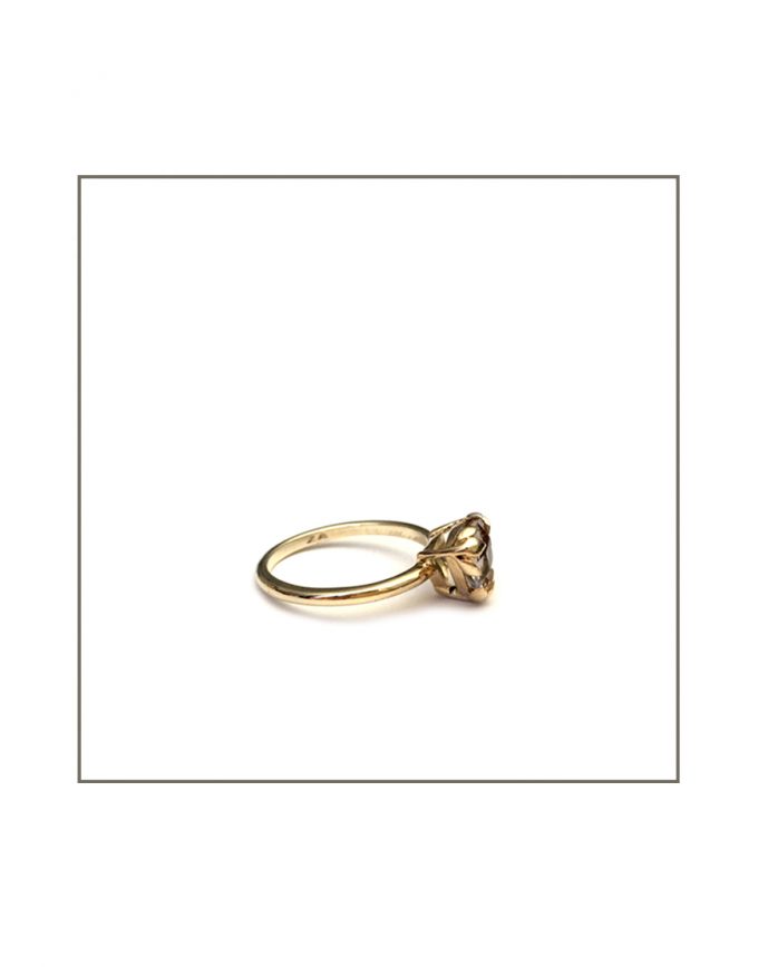 Foliage Ring - Gold & Smokey Quartz Side