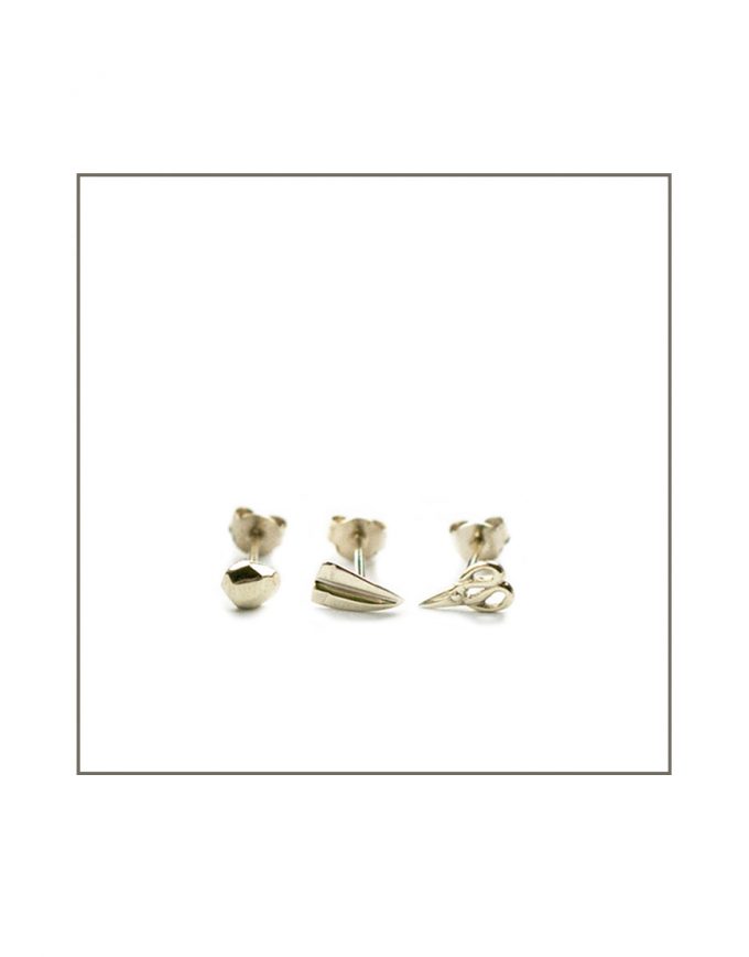 Silver Rock Paper Scissor Trio Stud Earring Set