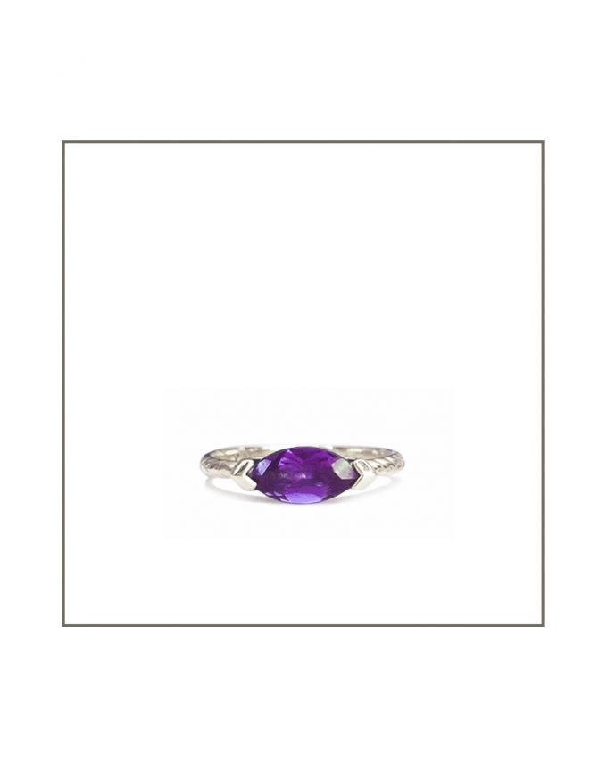 Sterling Silver Hammock 10x5 Amethyst Ring