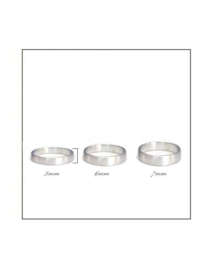 Sterling Silver Half Round Brushed Gents Band 5mm - 7mm