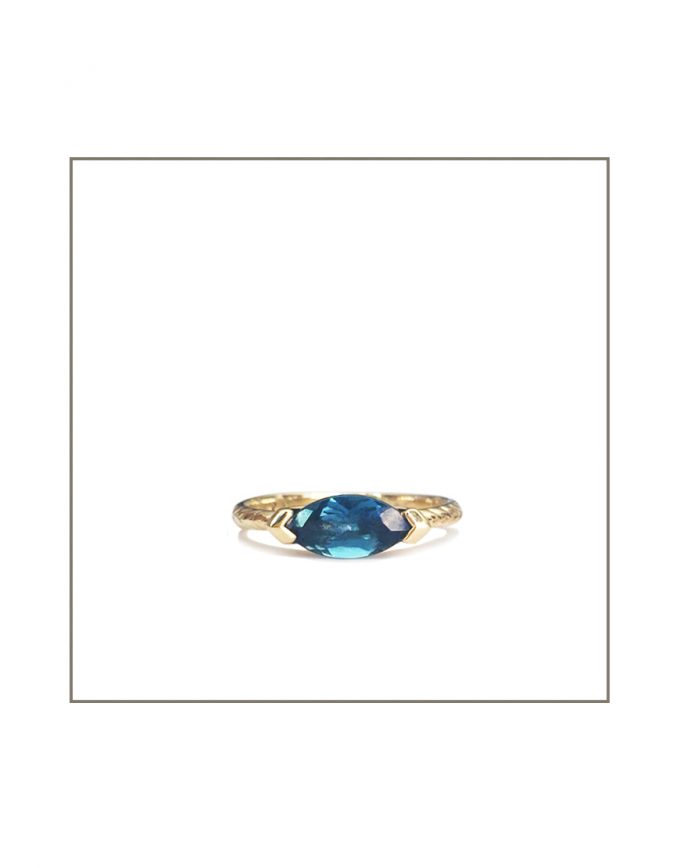 Hammock Ring - Gold & London Blue Topaz 10x5