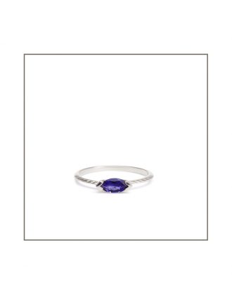 Hammock Ring - Silver & 8X4 iolite gemstone Ring