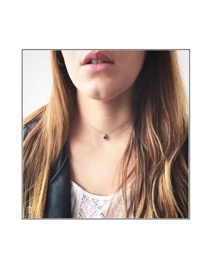 9ct yellow gold & lapis lazuli choker