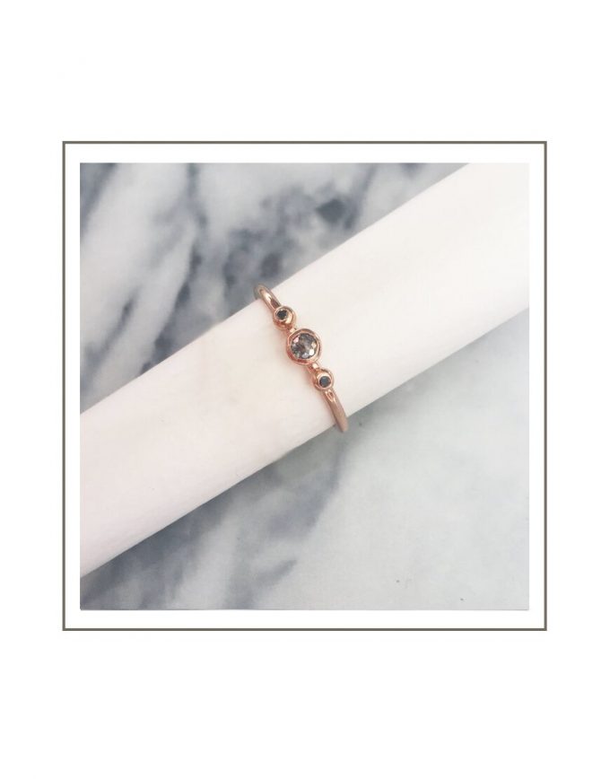 Rose Gold Salt & Pepper Diamond Ring Styled