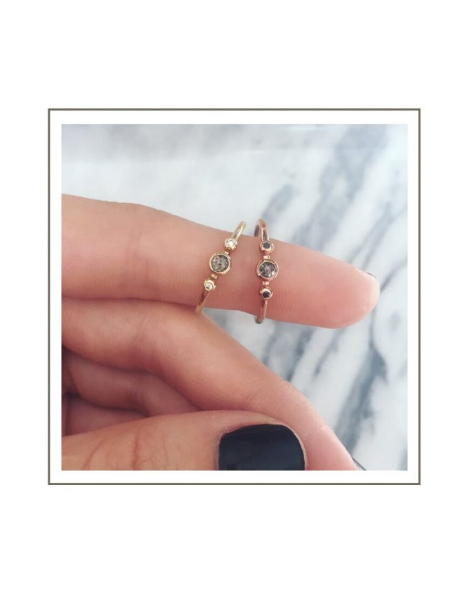 Rose & Yellow Gold Salt & Pepper Rings Styled