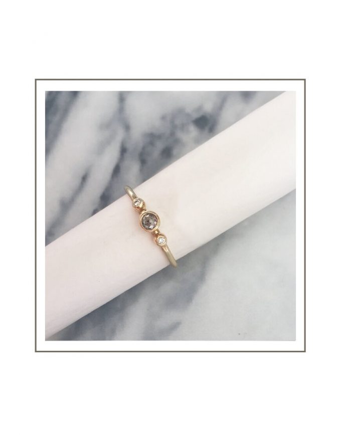 Yellow Gold Salt & Pepper Diamond Ring Styled