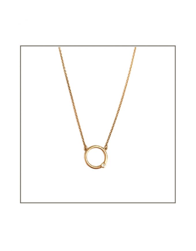 ct Yellow Gold & Diamond Abbey Hoop Necklace