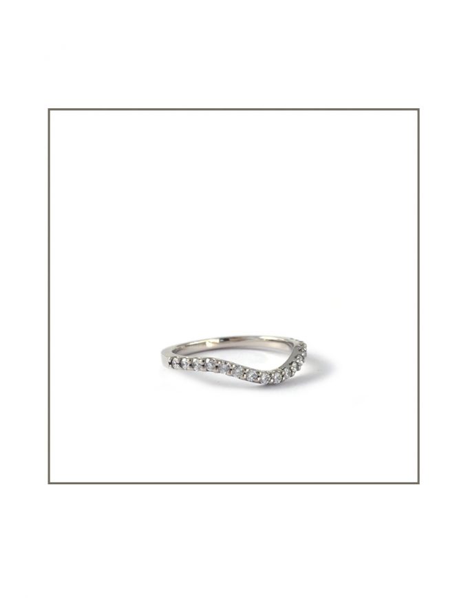 Curved White Gold Wedding Band Side View